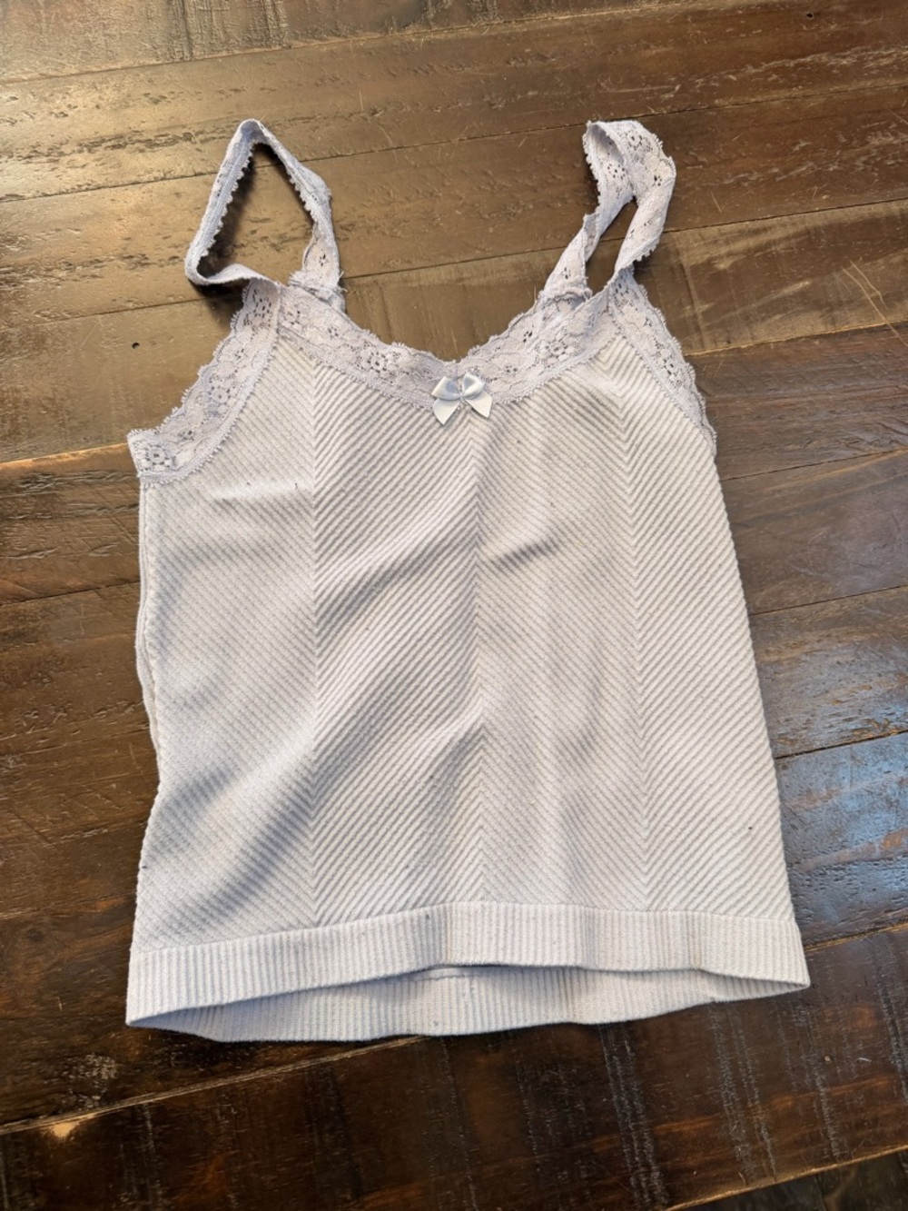 Christopher & Banks Light blue Lace-Trim Ribbed Cami Tank